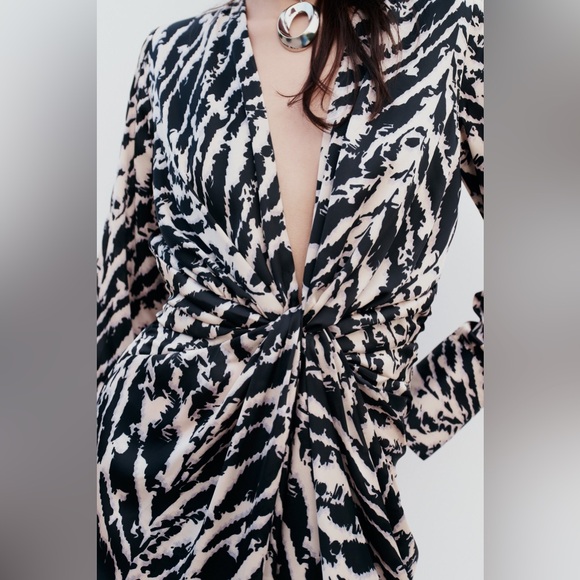 ZARA BLOGGERS’ FAVORITE SATIN EFFECT ANIMAL PRINT DRESS - Picture 13 of 16